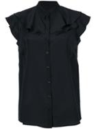 Givenchy - Frill-trim Blouse - Women - Silk - 36, Black, Silk