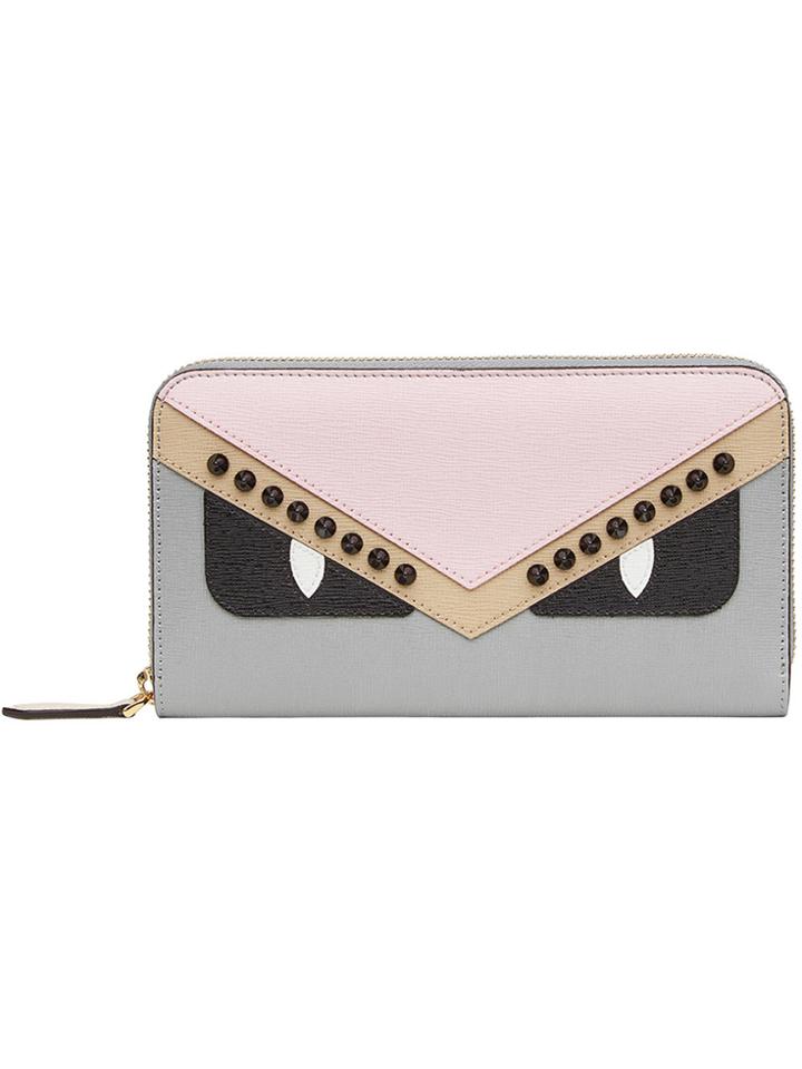 Fendi Panelled Bugs Wallet - Grey