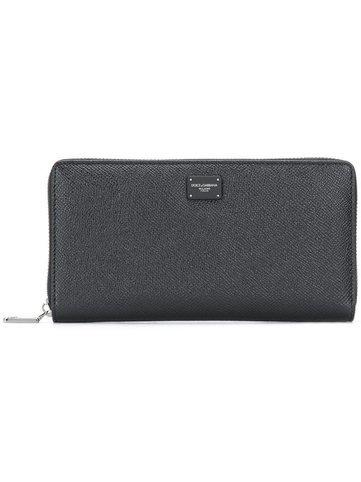 Dolce & Gabbana Continental Logo Plaque Wallet - Black