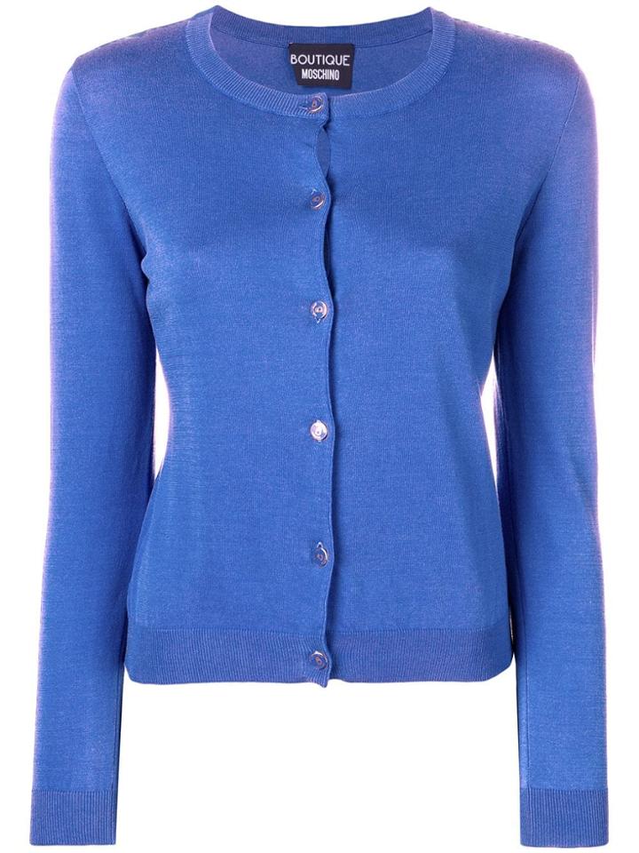 Boutique Moschino Cropped Round Neck Cardigan - Blue