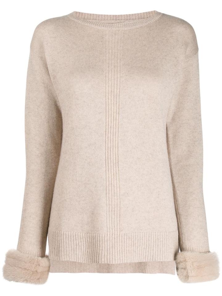 Max & Moi Contrast Cuff Sweater - Neutrals