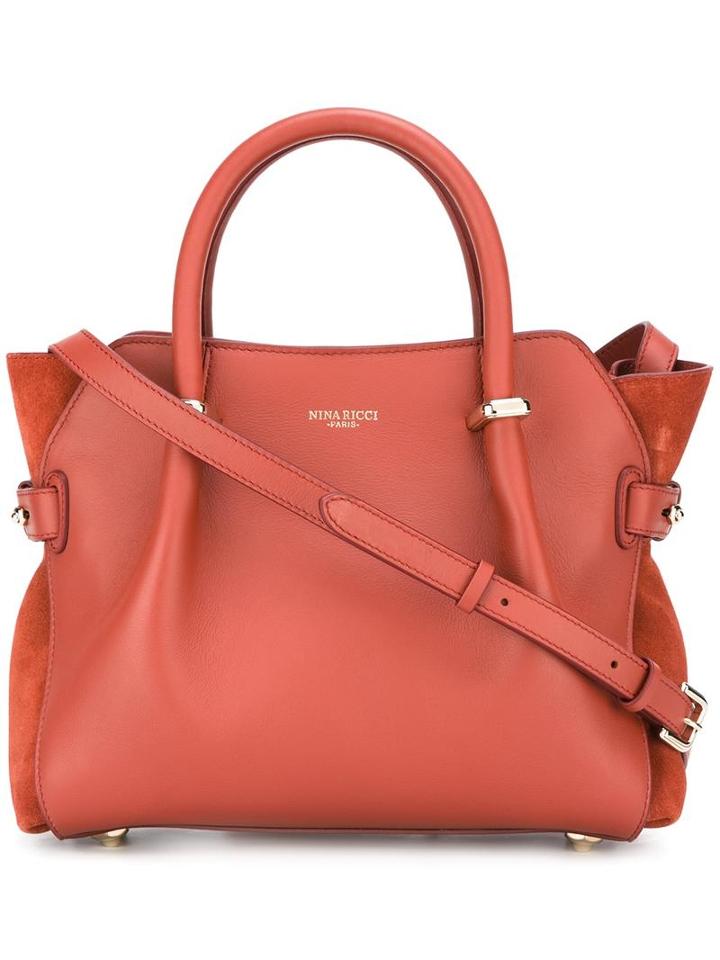 Nina Ricci Logo Stamp Tote, Women's, Yellow/orange, Leather