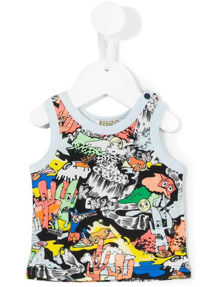 Kenzo Kids - Cartoon Cactus Tank Top - Kids - Cotton - 18 Mth, Blue