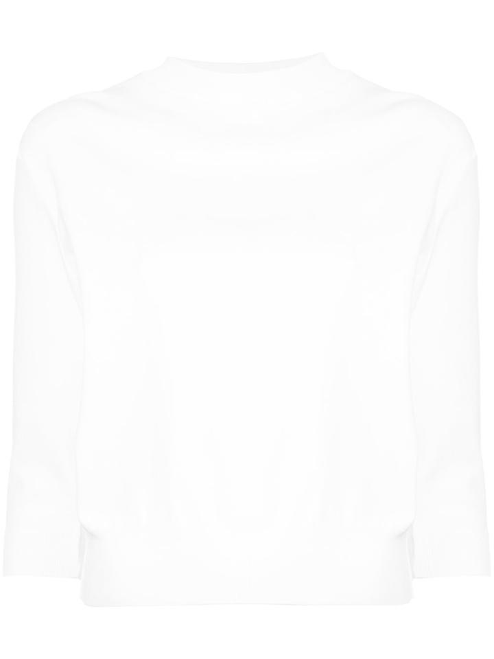 Le Ciel Bleu 3/4 Sleeve Sobari Knitted Top - White