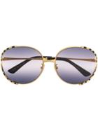 Gucci Eyewear Striped Frame Sunglasses - Gold