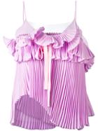 Rochas - Pleated Ruffled Cami - Women - Silk/polyamide - 44, Pink/purple, Silk/polyamide
