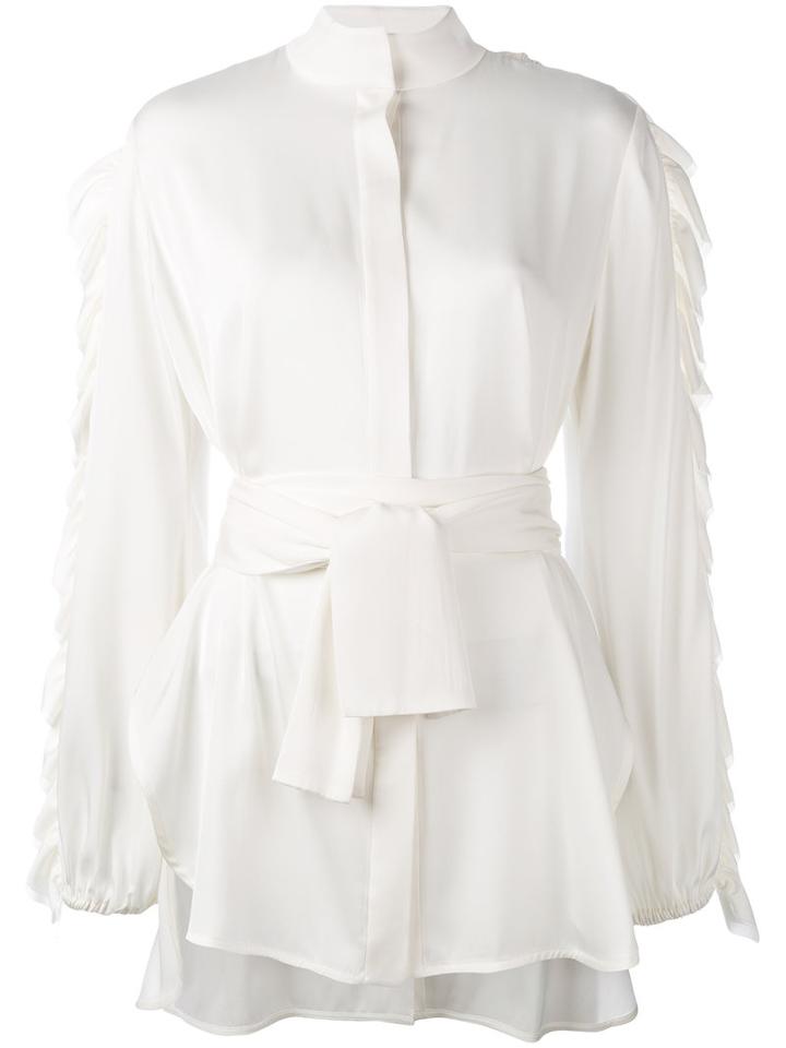 Ellery Audacity Belted Shirt, Women's, Size: 10, Nude/neutrals, Silk/spandex/elastane