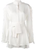 Ellery Audacity Belted Shirt, Women's, Size: 10, Nude/neutrals, Silk/spandex/elastane