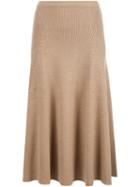 Rosetta Getty Ribbed Knit Skirt, Women's, Size: Xs, Brown, Wool