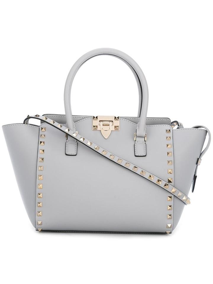 Valentino Valentino Garavani 'rockstud' Trapeze Tote, Women's, Grey, Leather/metal