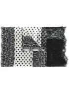 Twin-set - Polka Dot Lace Trim Scarf - Women - Polyamide/polyester - One Size, Black, Polyamide/polyester
