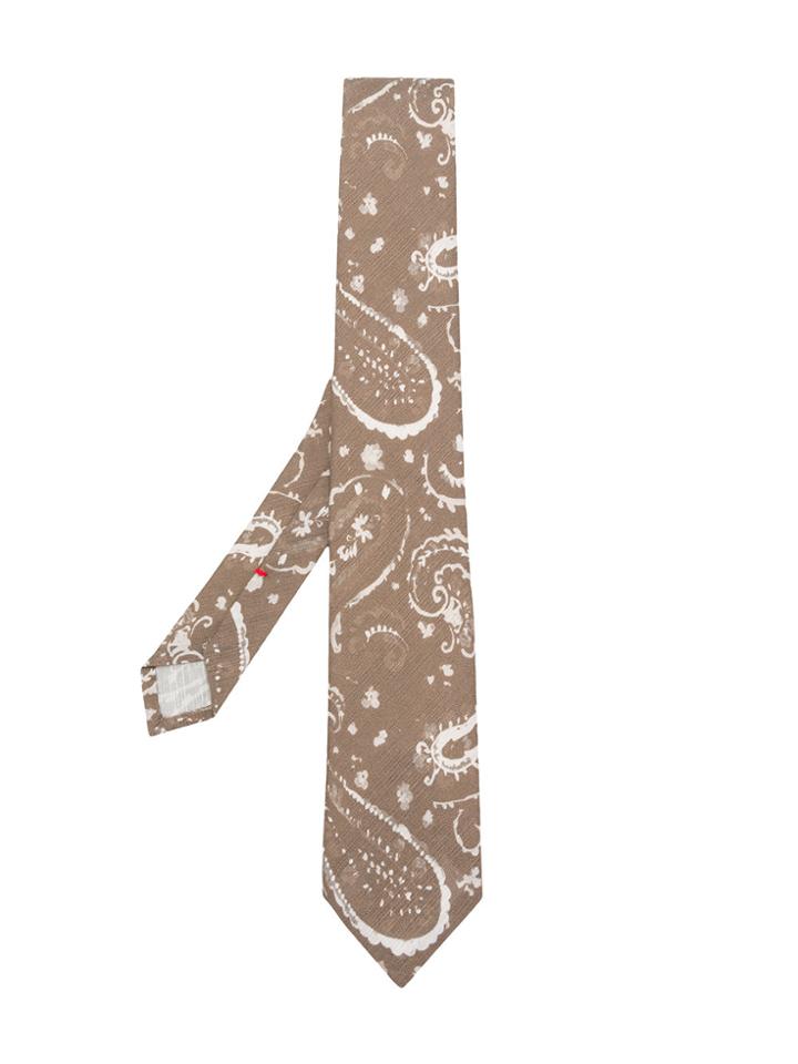 Dell'oglio Paisley Print Tie - Brown