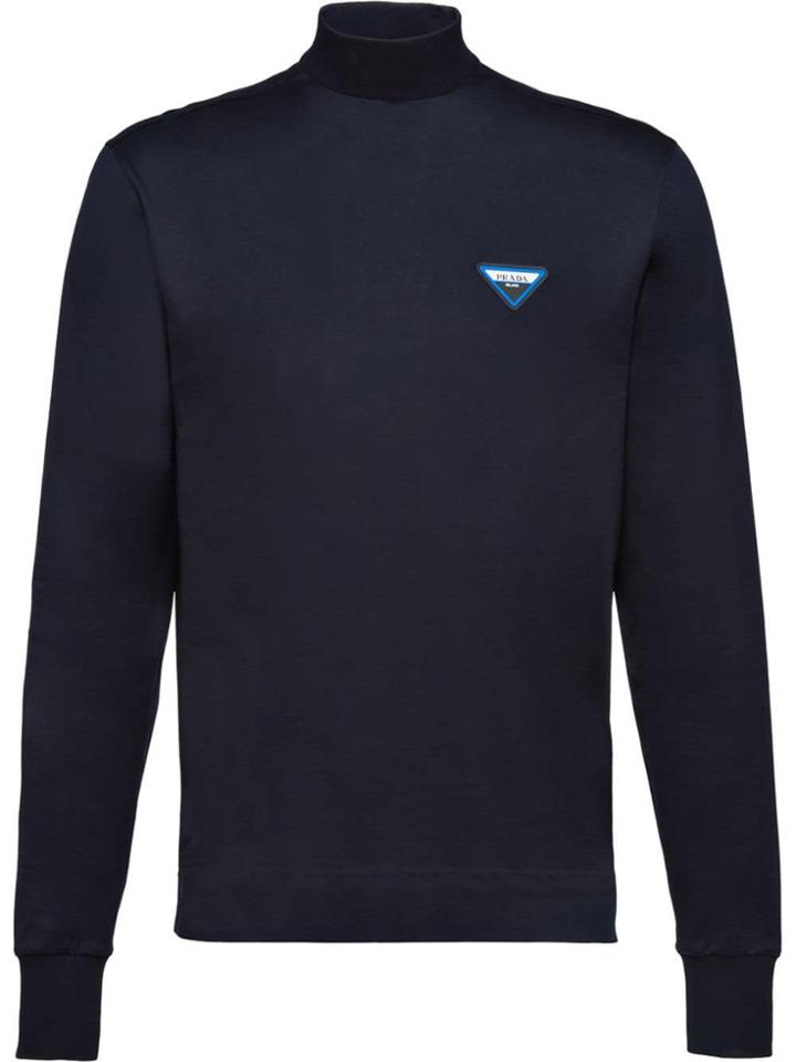 Prada Cotton Mock Turtleneck Jersey - Blue