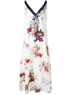 Antonio Marras Floral Print Embroidered Dress, Women's, Size: 40, White, Cotton/polyester