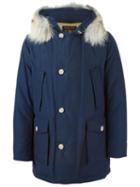 Woolrich Coyote Fur Trim Parka, Men's, Size: Xxl, Blue, Cotton/polyamide/nylon/coyote Fur