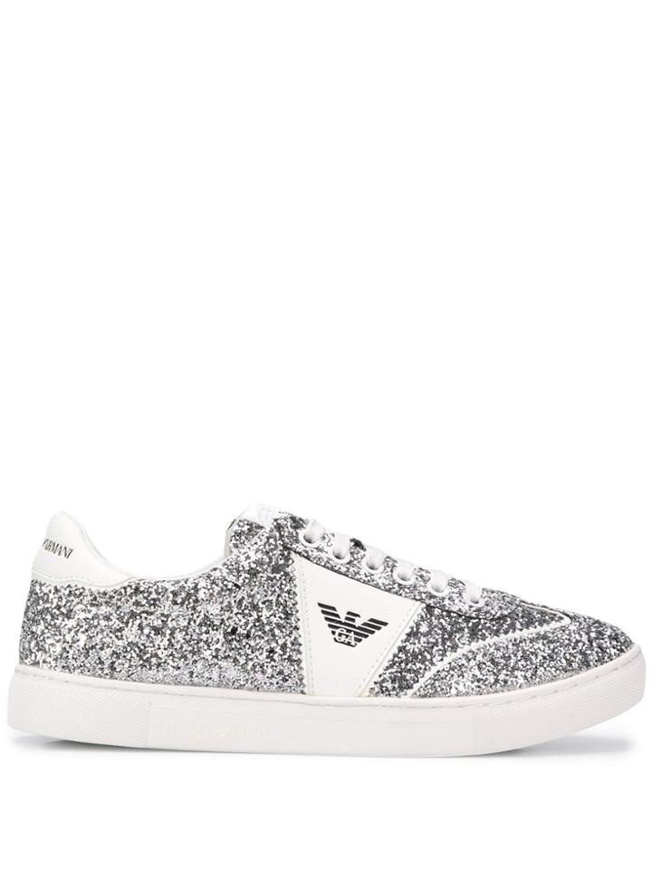 Emporio Armani Low-top Glitter Sneakers - Silver