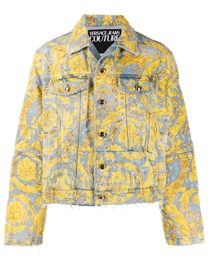 Versace Jeans Couture Baroque Print Denim Jacket - Blue