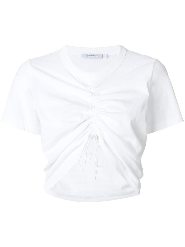T By Alexander Wang Ruched Cropped Top - White