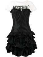 Moschino Ruffled Tiered T-shirt Dress, Women's, Size: 38, Black, Cotton/silk/polyamide/rayon