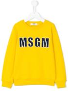 Msgm Kids - Logo Sweatshirt - Kids - Cotton - 8 Yrs, Yellow/orange