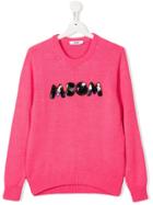Msgm Kids Teen Sequinned Logo Sweater - Pink