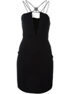 Versus Spaghetti Strap Fitted Dress, Women's, Size: 40, Black, Viscose/polyamide/spandex/elastane