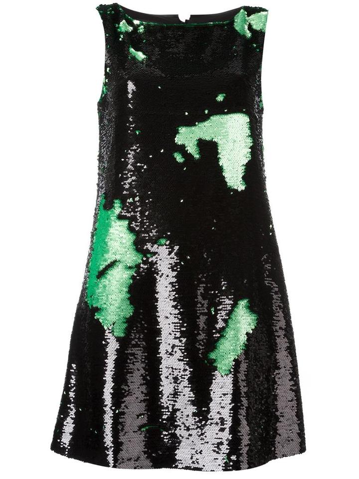 Emporio Armani Sequin Shift Dress, Women's, Size: 38, Black, Polyester/spandex/elastane/plastic