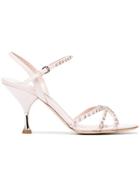 Miu Miu Pink 85 Patent Leather Sandals With Crystals - Pink & Purple