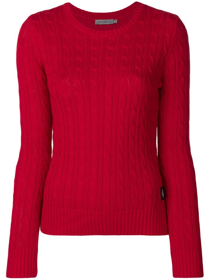 Calvin Klein Jeans Cable Knit Jumper - Red