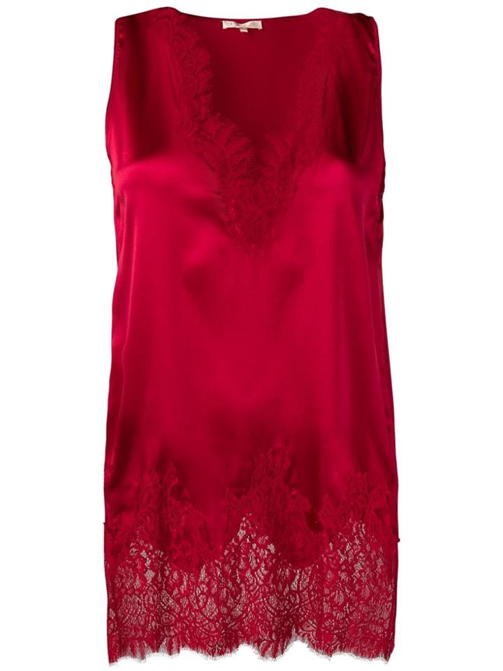 Gold Hawk Lace Trimmed Top - Red