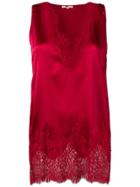 Gold Hawk Lace Trimmed Top - Red