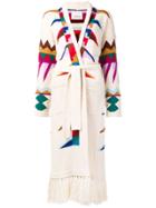 Laneus Aztec Pattern Cardi-coat - White
