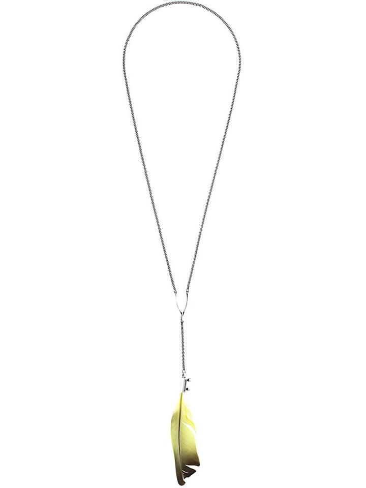Ann Demeulemeester Feather Pendant Necklace, Women's, Metallic