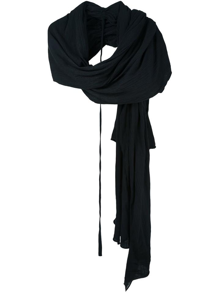 Thom Krom Drawstring Detail Scarf, Adult Unisex, Black, Cotton