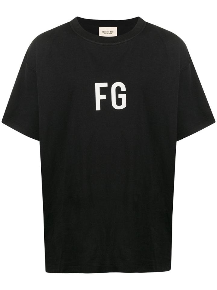 Fear Of God Oversized Logo Print T-shirt - Black
