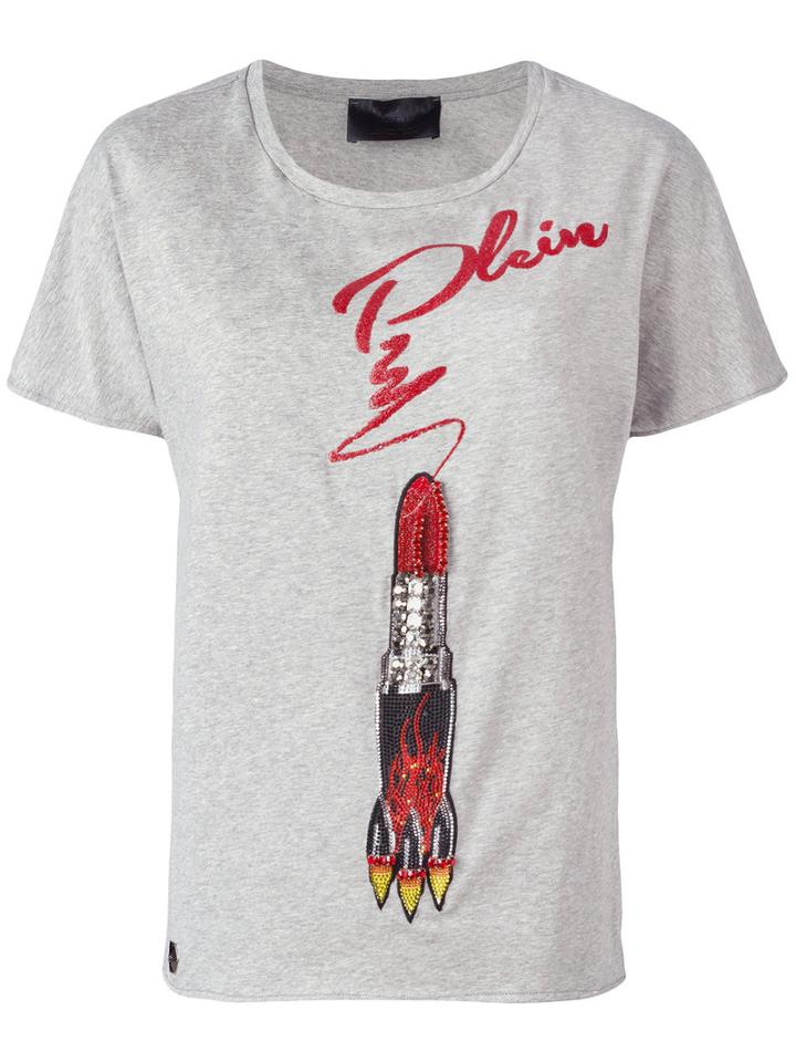 Philipp Plein - Celerina T-shirt - Women - Cotton/spandex/elastane/aluminium/glass - S, Grey, Cotton/spandex/elastane/aluminium/glass