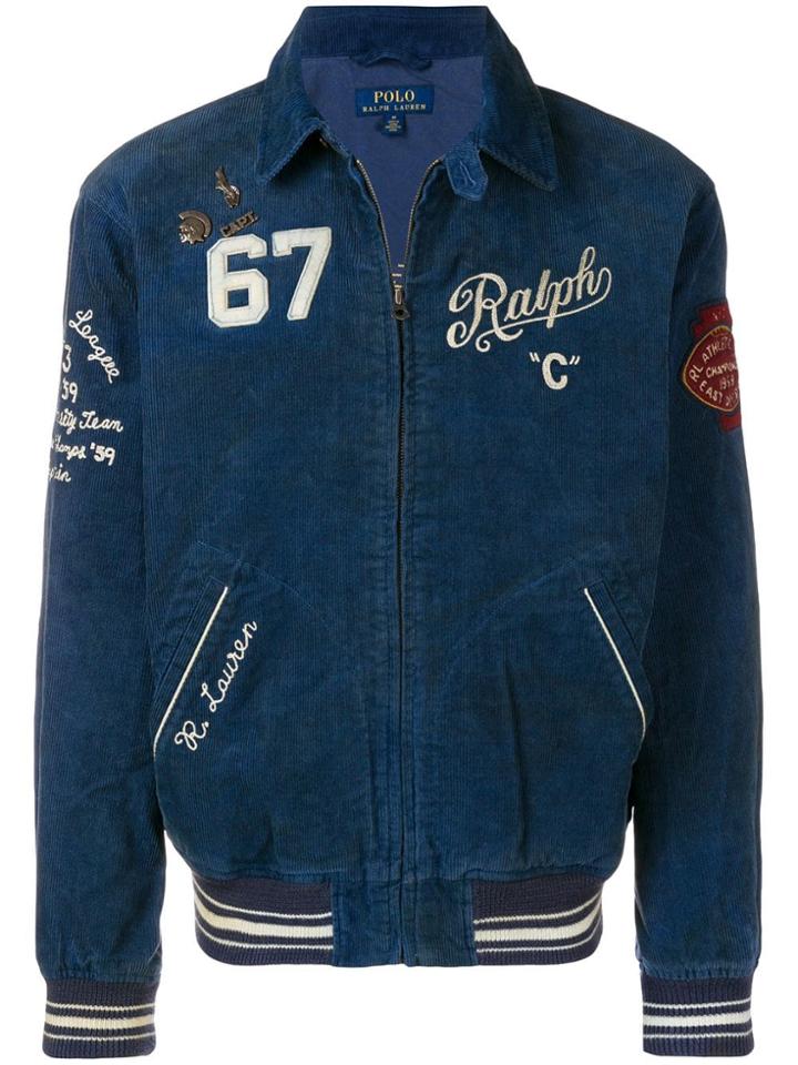 Polo Ralph Lauren Patchwork Corduroy Bomber Jacket - Blue