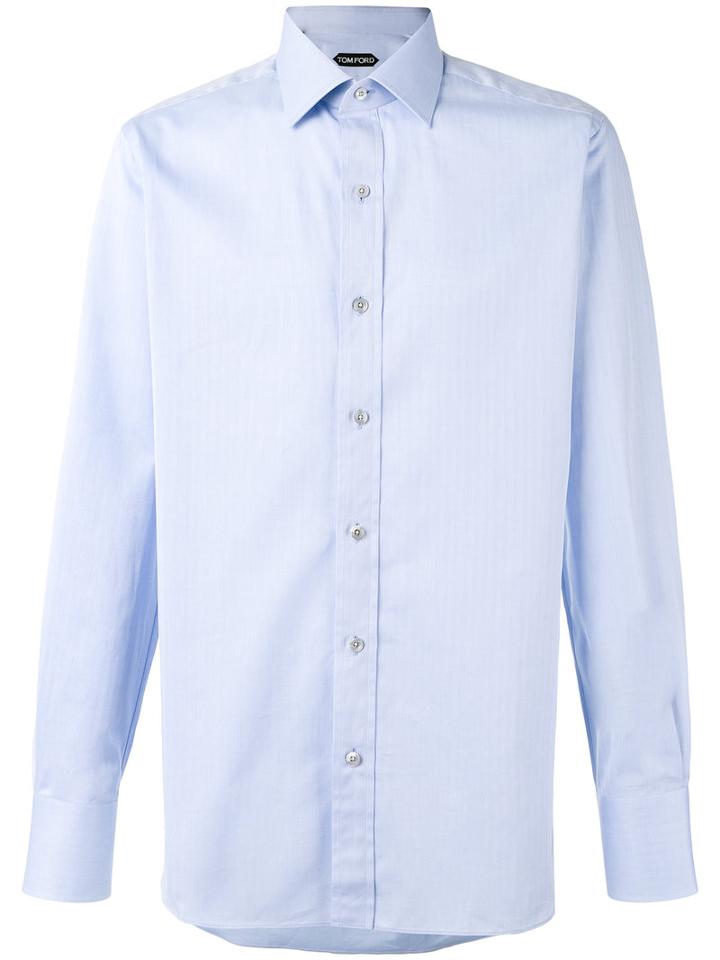Tom Ford Chevron Stripe Shirt, Men's, Size: 42, Blue, Cotton