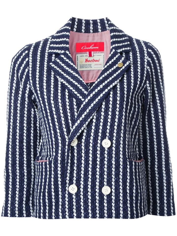 Coohem Striped Tweed Jacket, Women's, Size: 36, Blue, Cotton/linen/flax/nylon/cupro