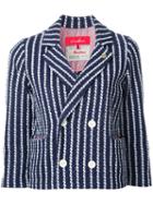 Coohem Striped Tweed Jacket, Women's, Size: 36, Blue, Cotton/linen/flax/nylon/cupro