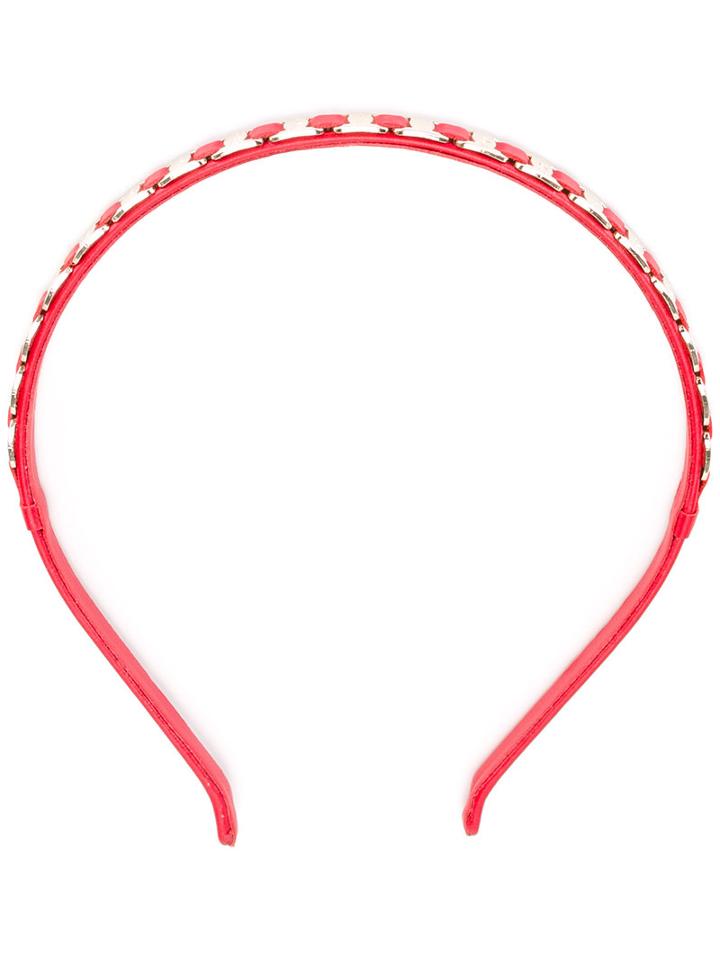 Salvatore Ferragamo Chain Headband, Women's, Red, Calf Leather/brass