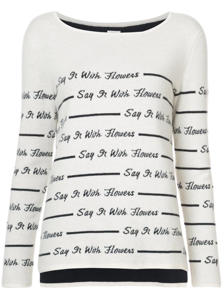 Rosie Assoulin Say It With Flowers Slogan Detail Sweater - White