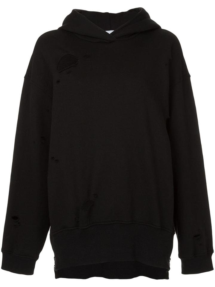 Le Ciel Bleu Distressed Classic Hoodie - Black