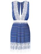 À La Garçonne Lace Detail Striped Dress - Blue