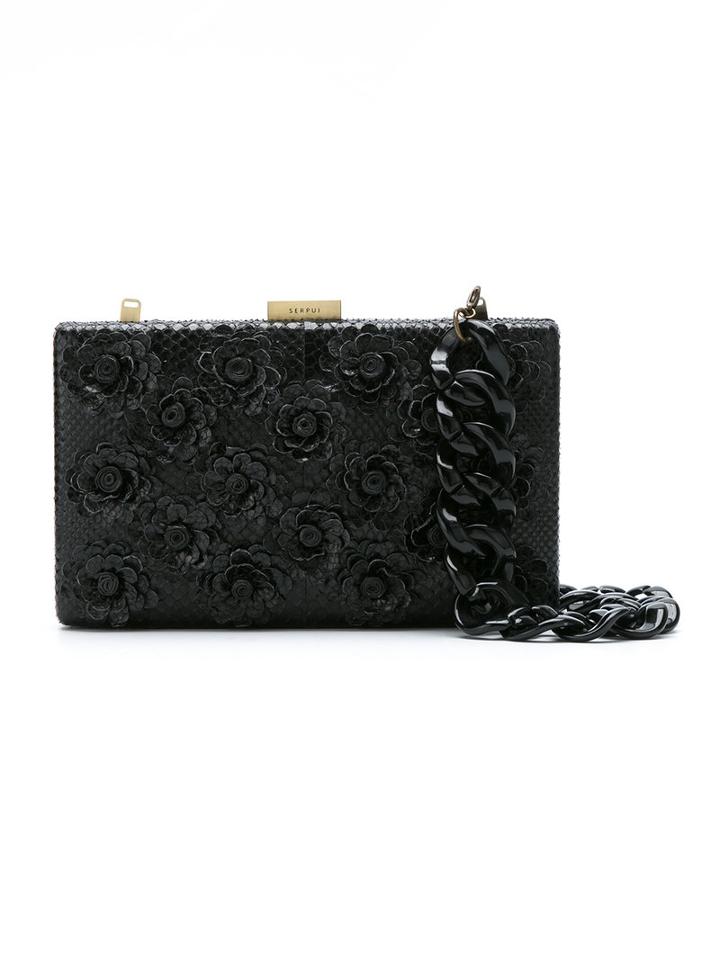 Serpui Snake Skin Clutch, Women's, Black, Snake Skin