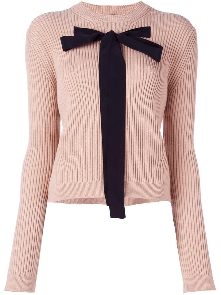 Rochas Bow Detail Jumper, Women's, Size: 40, Pink/purple, Silk/acrylic/polyester/wool