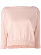 Roberto Collina Short Sleeve Sweater, Women's, Size: Medium, Pink/purple, Cotton