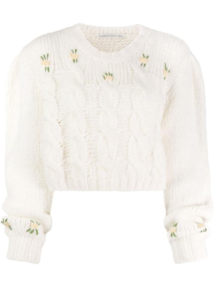 Alessandra Rich Cable Knit Jumper - White