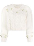 Alessandra Rich Cable Knit Jumper - White