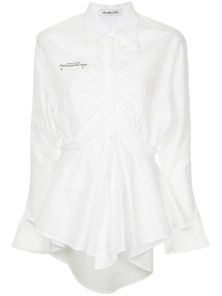 Ground Zero Peplum Fitted Shirt - White
